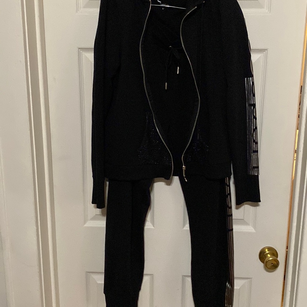 Bebe black and silver jogging suit